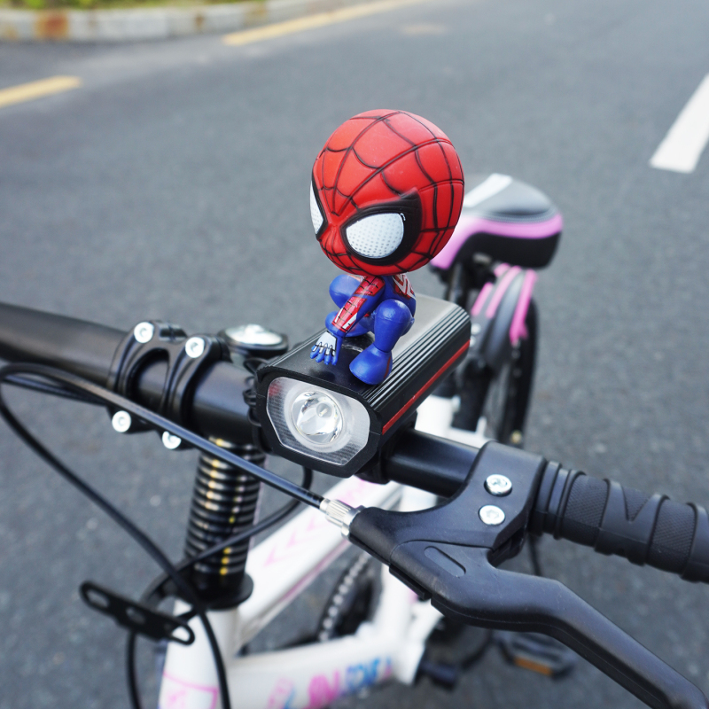 Super Cute Spider-Man Ornament Night Riding Bright Light Mountain Bike Bicycle Night Riding Equipment Cycling Light