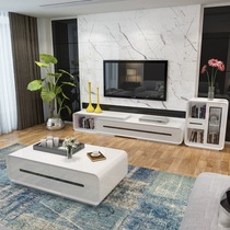 Modern minimalist coffee table and TV cabinet combination minimalist style small apartment living room floor cabinet painted white tea table