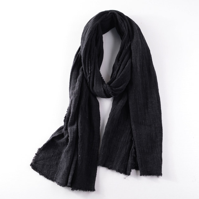Autumn and winter men's black scarf casual solid color literary retro personality versatile fashion Japanese Korean style women's scarf