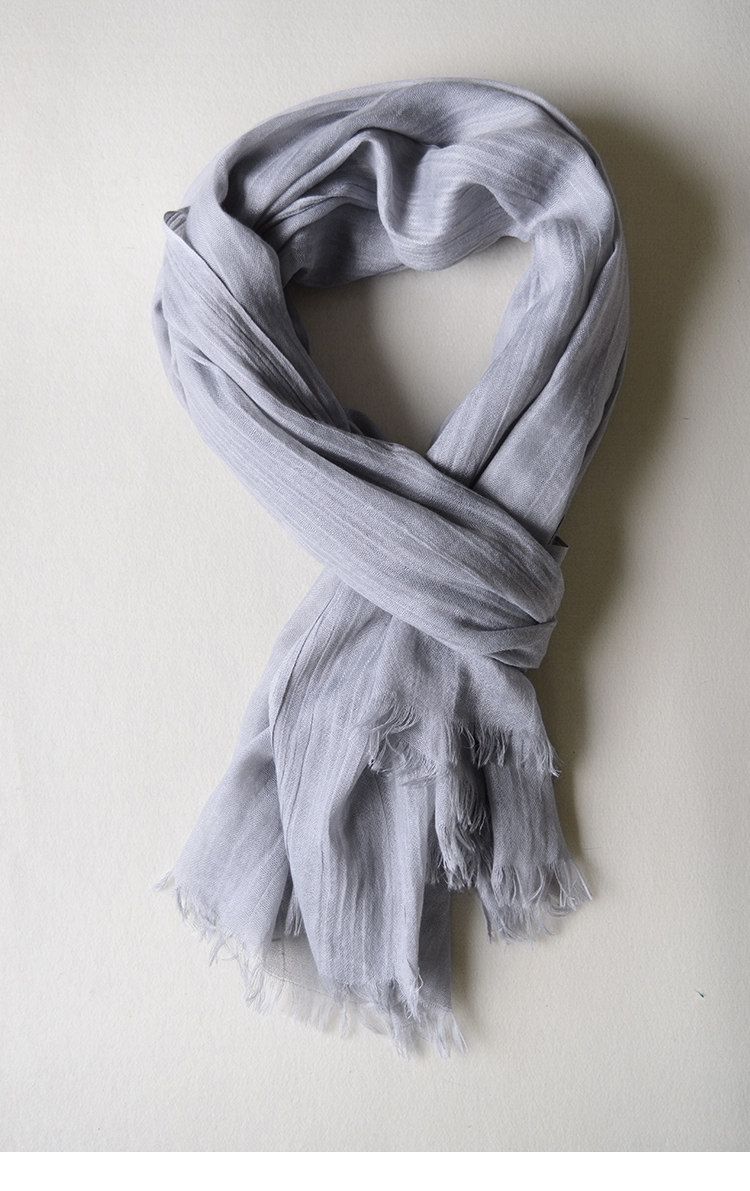 春夏季薄款男士围巾深灰色百搭黑色纯色棉麻年轻人围巾女防晒披肩详情41