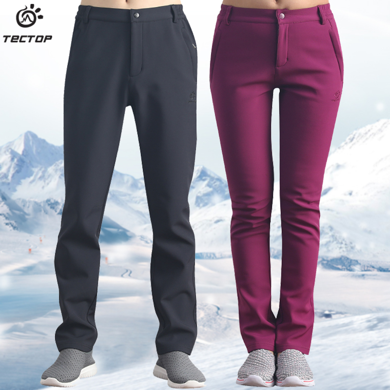 Exploring Tuo Autumn Winter Outdoor Plus Suede Thickened Softshell Pants Men and women Warm Windproof Elastic Mountaineering Lovers anti-chill Pants