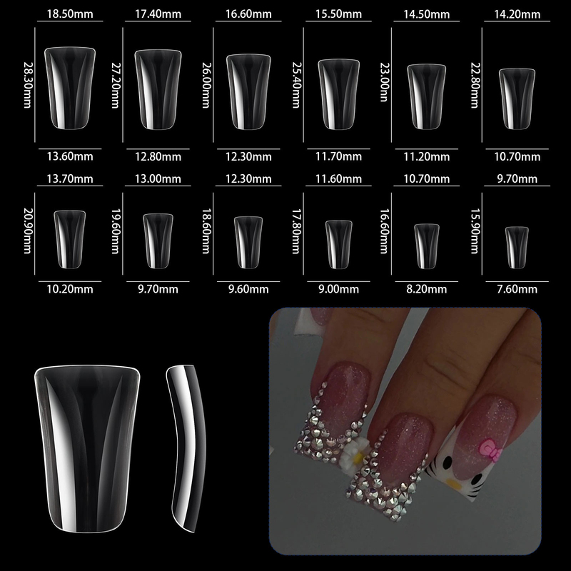 2025 Duckbill-Shaped Nail Tips, Short, Medium, and Long Duckbill Nails, Irregular Fake Nail Tips, 504 Pieces in a Box, Press-On Nails