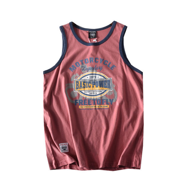 ເສື້ອຢືດເສື້ອຍືດຜູ້ຊາຍໃນລະດູຮ້ອນແບບທັນສະ ໄໝ ຝ້າຍ sleeveless ເສື້ອທີເຊີດ retro trendy print loose casual basketball sweatshirt