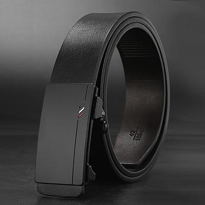 百搭商务简约真皮磨砂无牙无孔内穿式皮带
