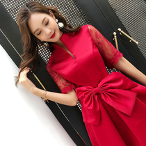 Toast Bride 2021 New Autumn Red Little Man Wedding Engagement Back Home Evening Dress Women Dress