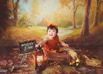 Sisi Home Exclusive Customised Oil Painting Wind Background Cloth Newborn Children Background Full Moon Namib