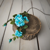 Sisi Family Emulation Floral Silk Bouquet Blue Newborn Photographic Baby Photo Furnishing Accessories