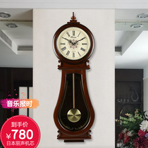 European style living room wall clock 85cm oversized antique solid wood watch Modern creative mute personality quartz clock