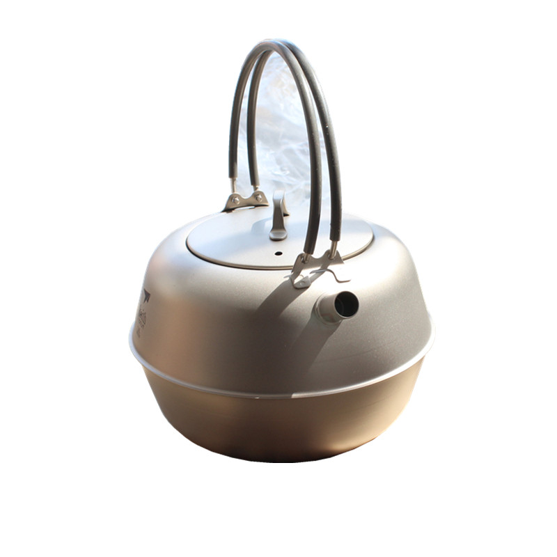 1 5L pure titanium boiling kettle 1500ml light weight camping equipment