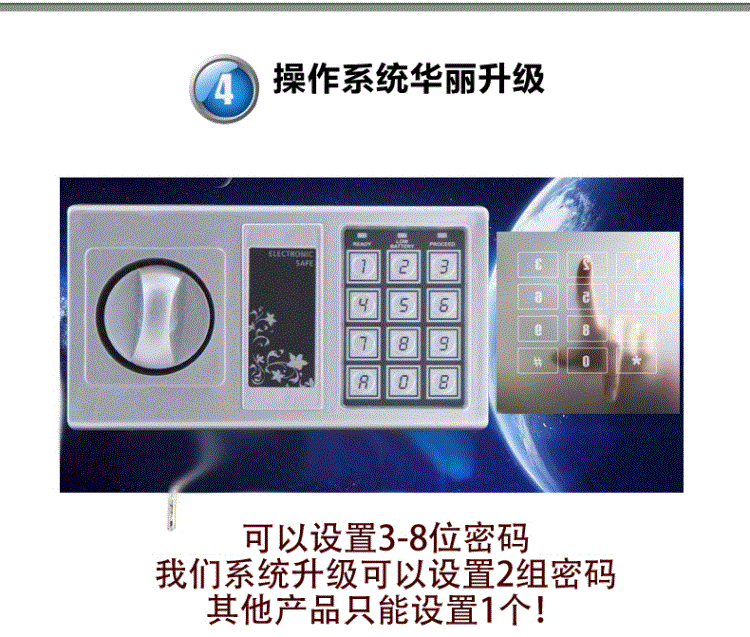 Tất cả thép Wantai 20EDA hộ gia đình bằng thép treo tường mini an toàn văn phòng khóa mật khẩu điện tử nhỏ an toàn - Két an toàn