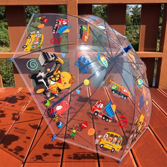 New astronaut dinosaur cartoon transparent children's umbrella kindergarten automatic baby boy and girl primary school growing handle