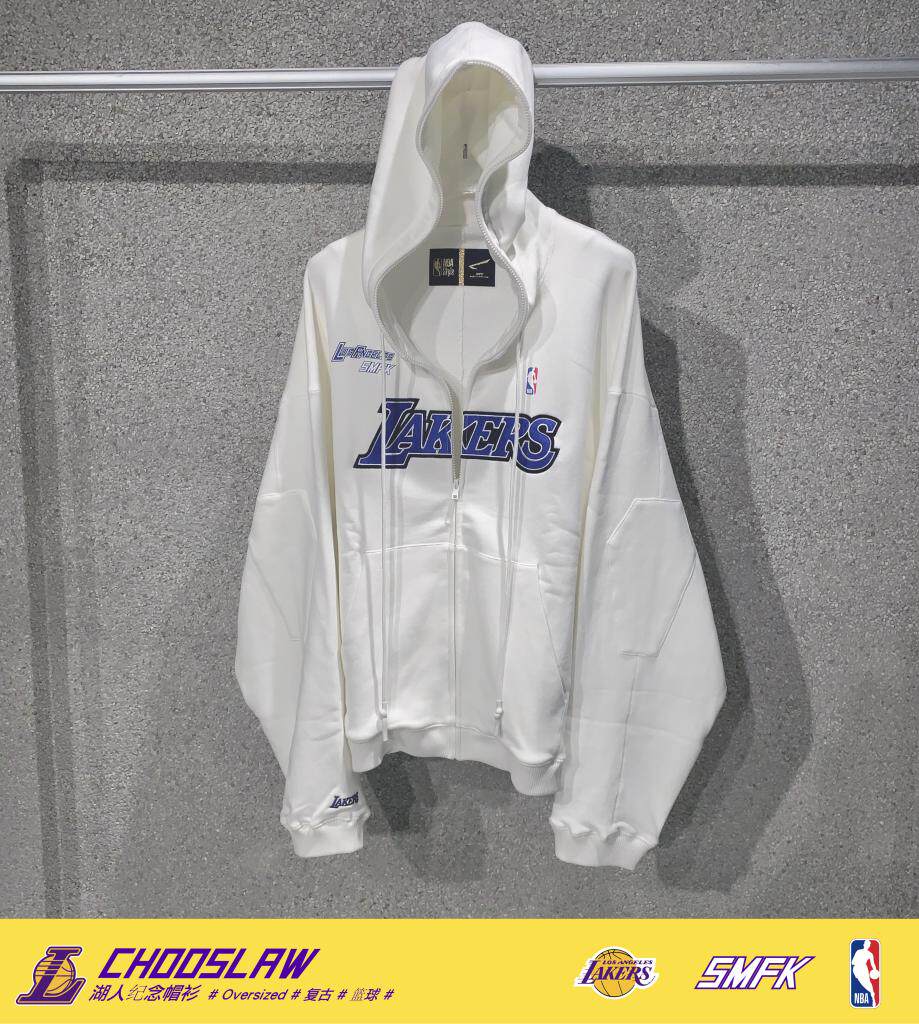 NBA Collaboration SMFK (Official Direct Mail) Elephant tooth white cotton male and female Lakers basketball necrolasera hat-shirt