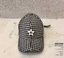 (Official direct mail) SMFK ceramic five star black and white thousand bird grid tweed wool baseball cap H0020BW