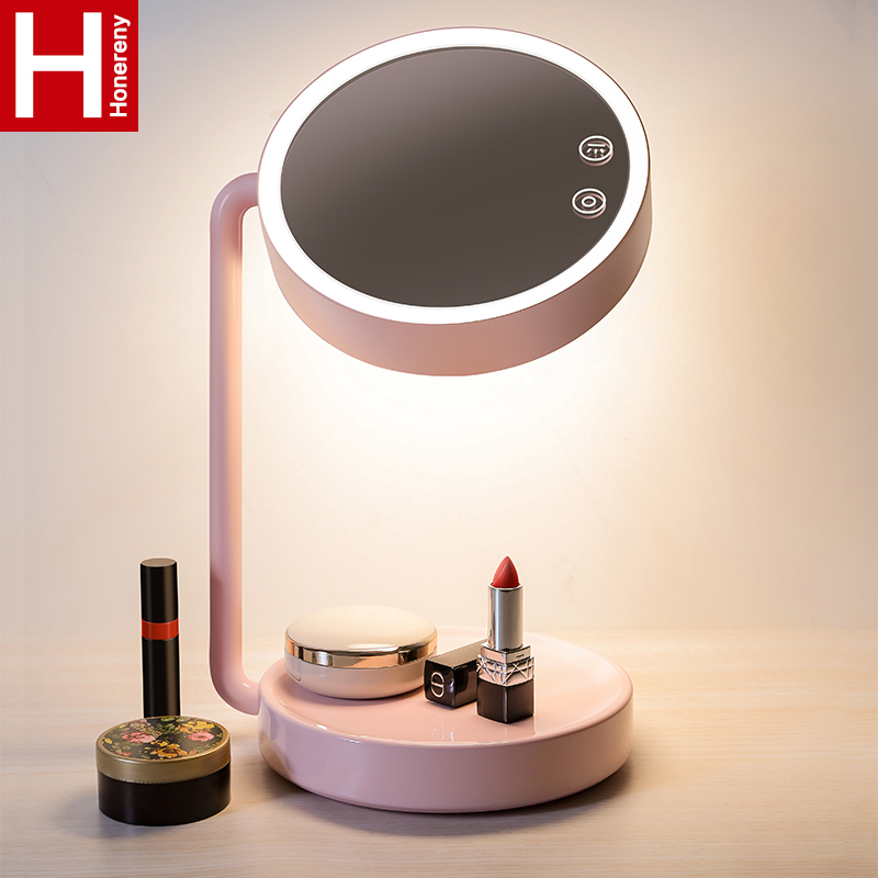 Honglang Makeup Mirror Table Lamp Dressing Table Mirror Princess Wedding Gift Rechargeable Dimmable Touch Led Table Lamp