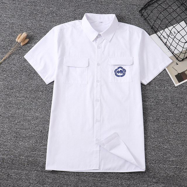 Taiwan Normal University Affiliated High School's same style JK school uniform uniform pleated short-sleeved embroidered summer student girl's shirt