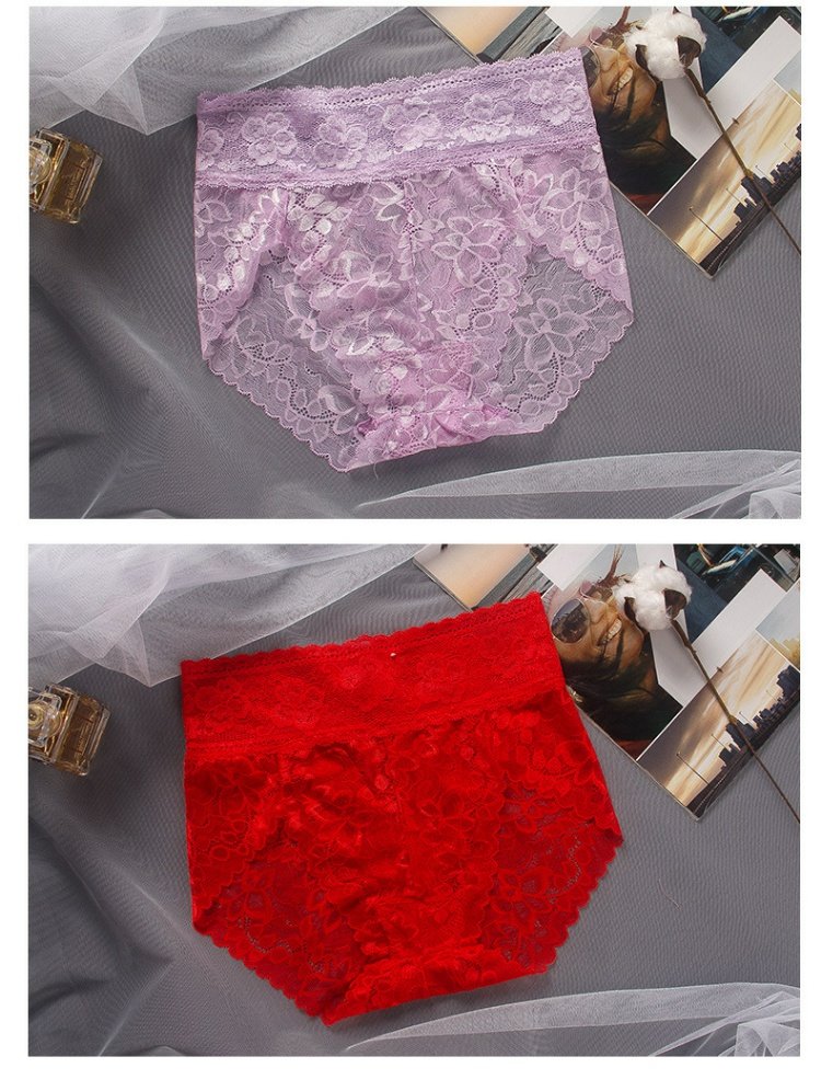 Quần lửng eo cao nữ đồ lót Cotton tinh khiết lace ren gợi cảm thoáng khí quần lót lưới nữ bán buôn đồ lót dành cho những cô nàng màn hình phẳng