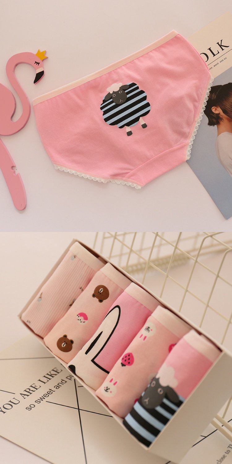 Phim hoạt hình tam giác dễ thương đồ lót cotton cotton Nhật Bản ngọt ngào trường trung học eo sinh viên bông nhỏ tươi bán buôn quan sip nam cotton cao cap