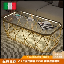 Tempered glass coffee table table Simple modern Nordic living room Net red ins wind small apartment Rock board household marble