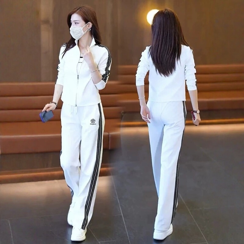 2026 Spring and Autumn New Fashion Casual Sports Suit for Women, Age-Reducing and High-End Sweatshirt with Wide-Leg Pants Two-Piece Set