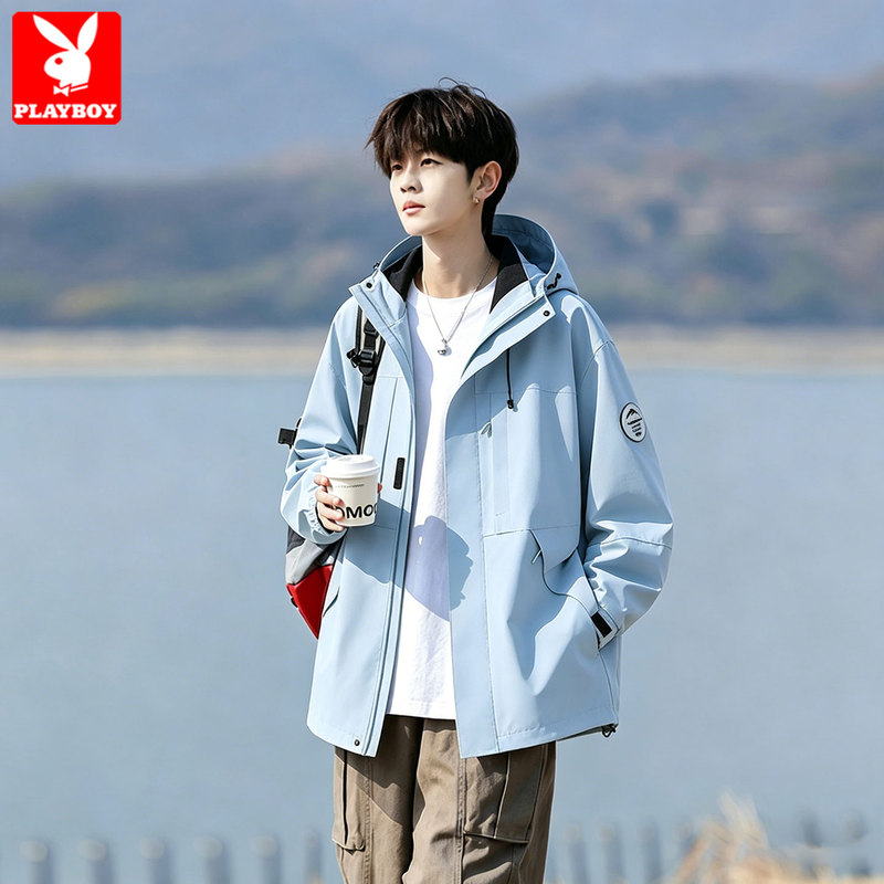 Playboy Softshell Jacket for Men and Women, Outdoor Windproof and Waterproof Mountaineering Hiking Jacket for Small Individuals
