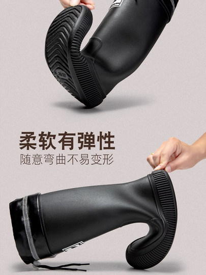 Высокие дождевые сапоги для взрослых и больших детей, модная женская верхняя одежда, нескользящая водонепроницаемая резиновая обувь, дождевые сапоги на мягкой подошве для походов на кухне