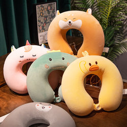 Memory Foam U-Shaped Pillow Cartoon Neck Pillow Airplane Travel Headrest Portable Car Use Student Cervical Spine Pillow Cushion
