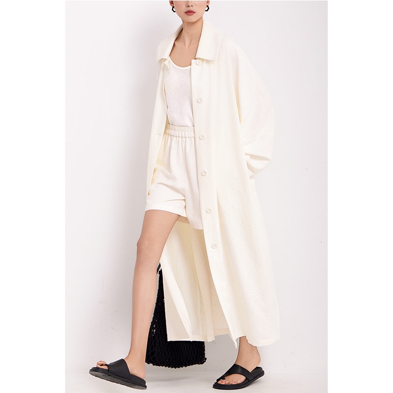 Windbreaker Coat, Classic British Style, Gentle Cocoon-Shaped Long Coat, New Spring and Autumn Style, Loose Fit, Elegant, Paper-Like Texture, Thin