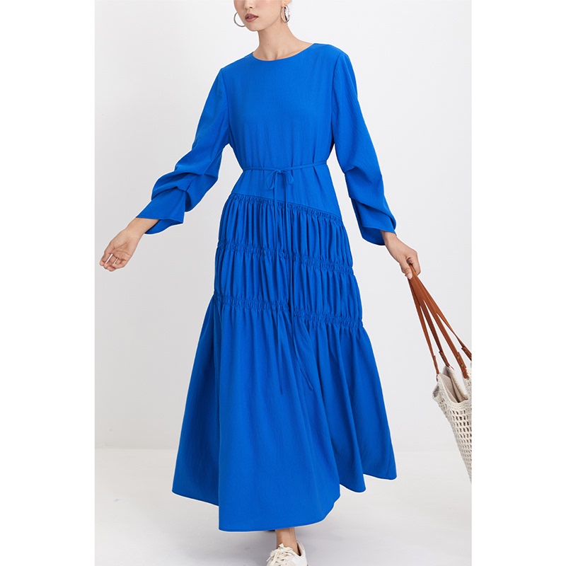 Cr Dress Women's Clothing Spring New Arrivals Autumn Outfit Long Dress Long Sleeves Elegant Relaxed Style Klein Blue Cr Dress Women's Clothing Spring New Arrivals Autumn Outfit Long Dress Long Sleeves Elegant Relaxed Style Klein Blue