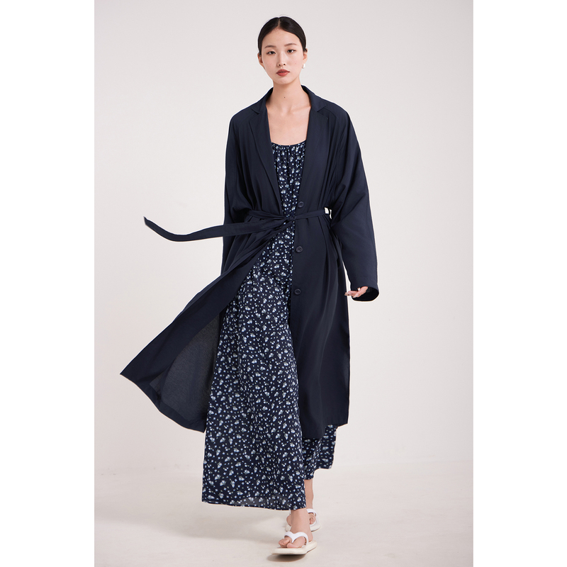 Windbreaker Jacket for Women, Sun Protection, New Style, Women's Coat, British Style, Good-Looking, Elegant, Navy Blue, Spring and Autumn Style, Loose Fit, Thin Women's Clothing