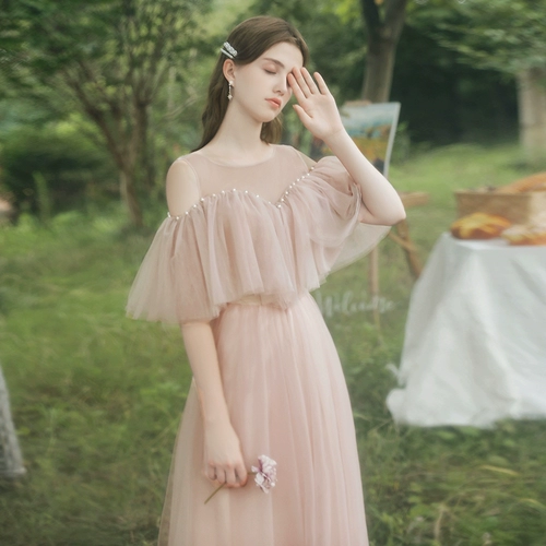 Розовое платье подружки невесты, вечернее платье, длинная юбка, простой крой, коллекция 2021, по фигуре