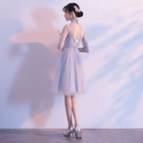 Платье подружки невесты, короткое вечернее платье, 2020, в корейском стиле, осеннее, по фигуре