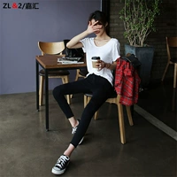 Обычные черные брюки сломаны брюки для рта ноги «подходящий сезон»