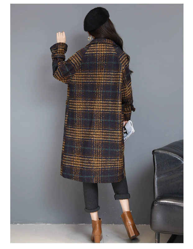 Áo khoác kẻ sọc nữ dài 2018 thu đông 2018 phiên bản mới của Hàn Quốc áo len rộng cỡ lớn phổ biến