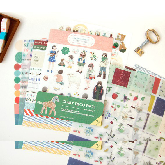 Diary Handbooks Sticker tool Korea Creative DIY album Notebook Phone Envelope decorated with 9 sets