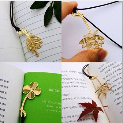 Fine Plant Bookmarking Lotus Four Leaves Grass Maple Leaf Creative Little Fresher Students Use Hollowed-out Metal Bookmark