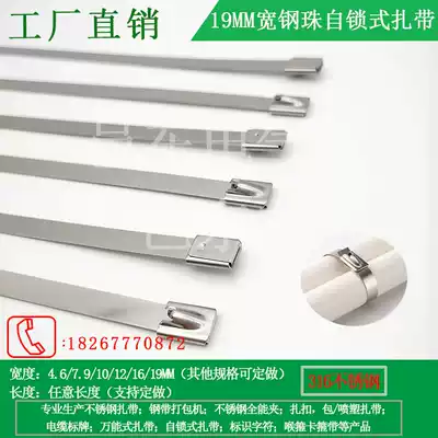 316 stainless steel ball self-locking cable tie 19MM any length marine cable metal strap strap