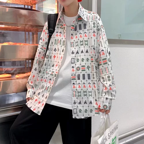 Ретро рубашка, лонгслив в стиле хип-хоп для влюбленных