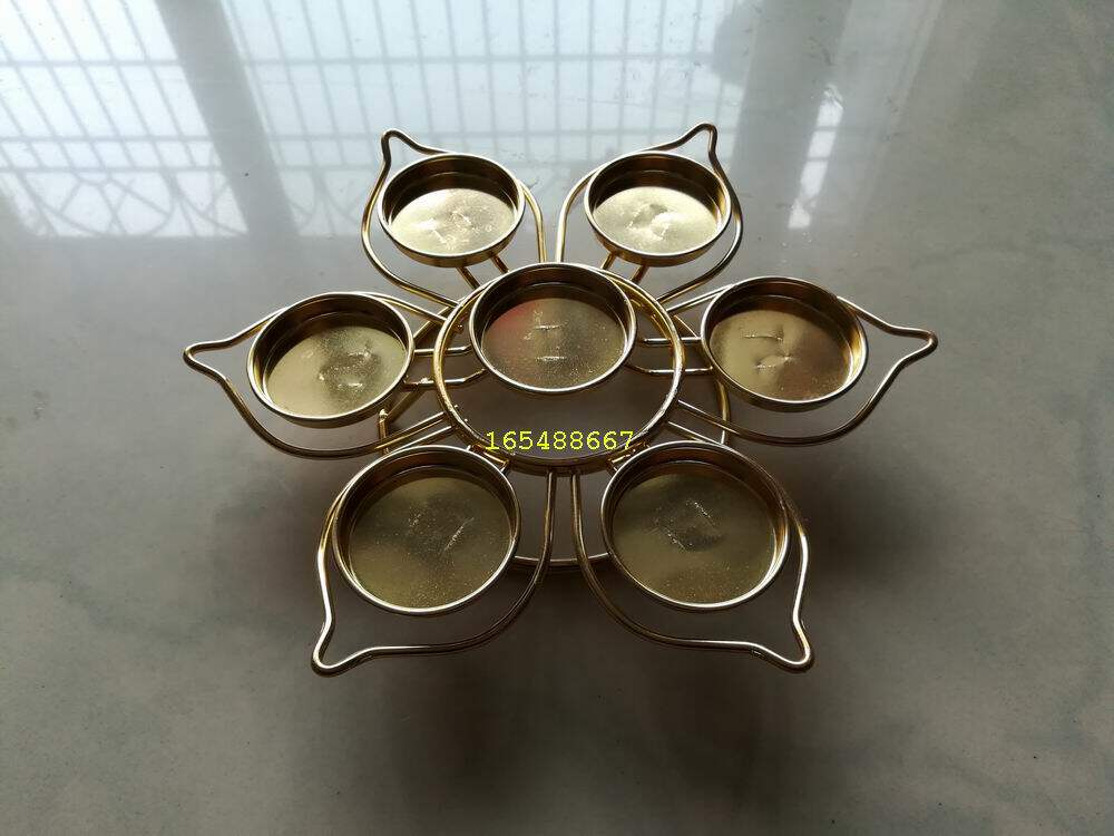 Folk Handicraft Seven Star lamp holder Seven Star lamps Alloy Plum Crisp oil lamp frame props Lotus candle holder candle holder-Taobao