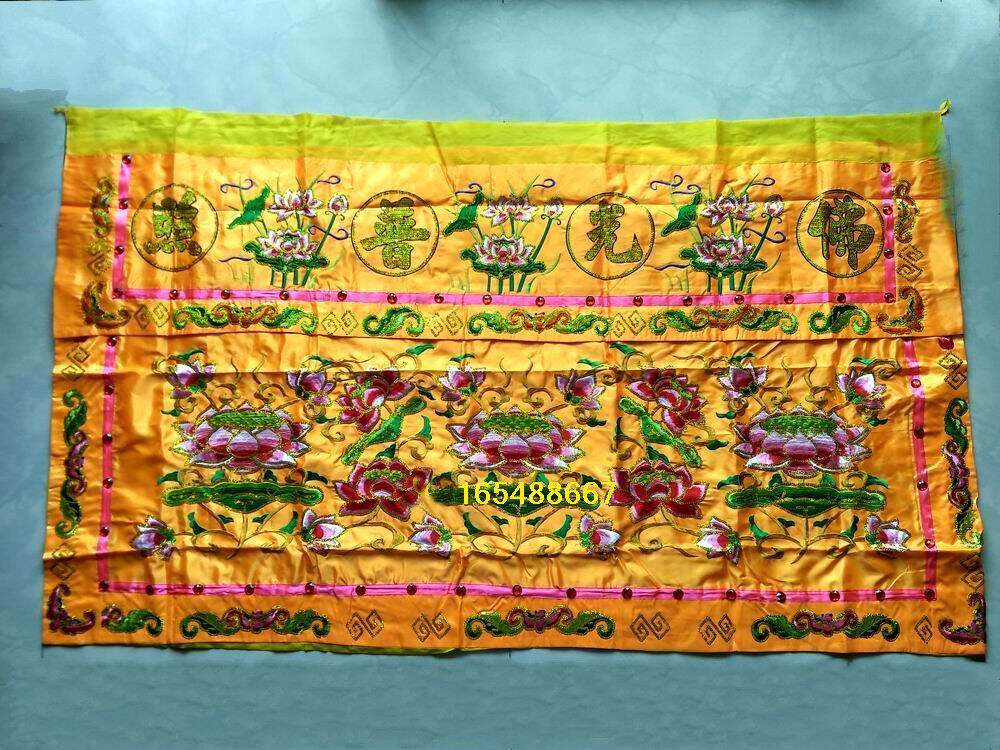 1 6 m Table surround Buddha's photo desk circumference table apron with lotus table cloth for the Buddha to admire the Buddha's table around the table-Taobao