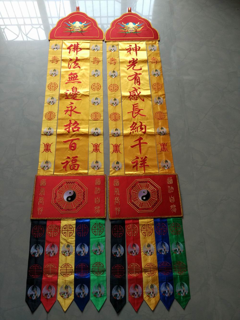 Folkloric Supplies Buddhist Hall Decorative Embroidered in Embroidered with Hata Taobao 3 Qing Taoiandau couplets 2 m-Taobao