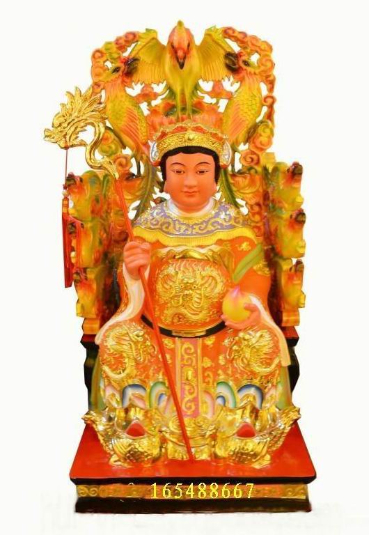 Queen Mother's Lady of 9 Fengwang Statue to customize traditional wood carving craft 60 cm-Taobao