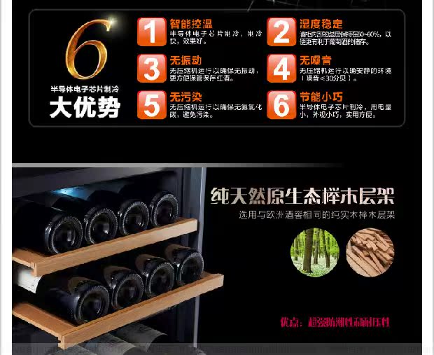tủ rượu gầm cầu thang Yuehai Family BW-65DD Tủ rượu điện tử Nhiệt độ không đổi Tủ lạnh Hộ gia đình Ice Bar Trà Tủ lạnh Hiển thị tủ rượu phòng bếp