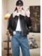 2025 New Small White Goose Down Thickened Leather Women's Slim Sheep Fur Collar Leather Jacket Women's Popular Style