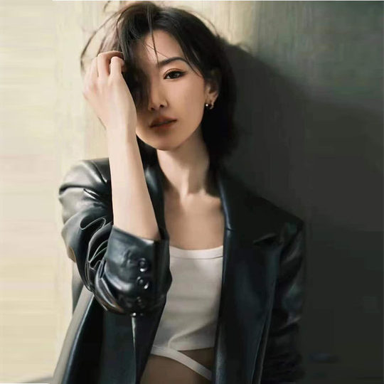 2023 spring Mao 1 Xiaotong same style genuine leather women's mid-length sheepskin loose leather suit jacket