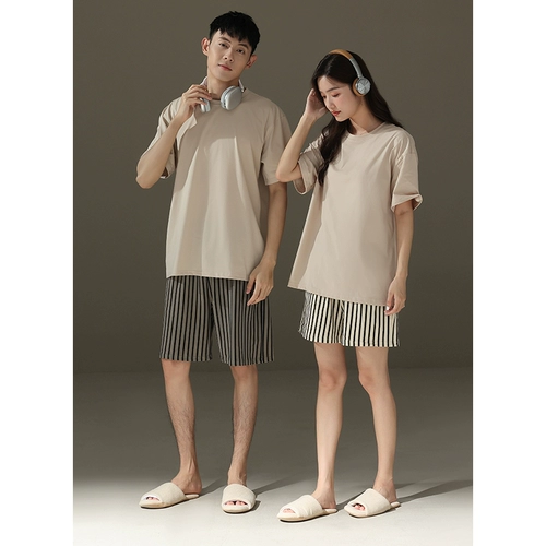 Хлопковая пижама для влюбленных подходит для мужчин и женщин, штаны, комплект, 2025 года, большой размер, простой и элегантный дизайн