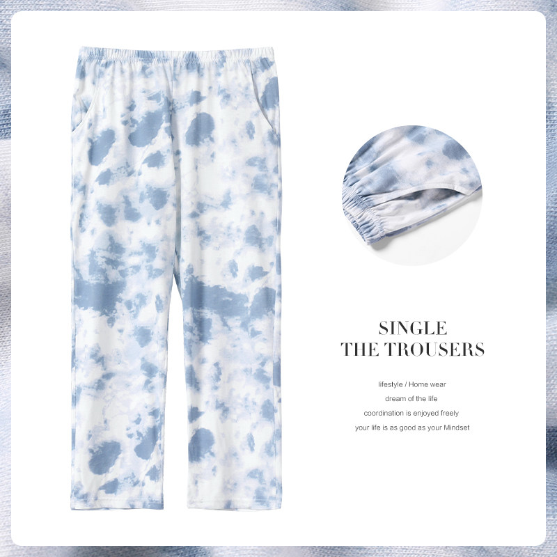Zdyeing Printed Long Pants Sleeping Pants Women Summer Pure Cotton Thin Section Loose Air Conditioning Pants Anti-mosquito Pants Spring Autumn All-cotton Home Pants