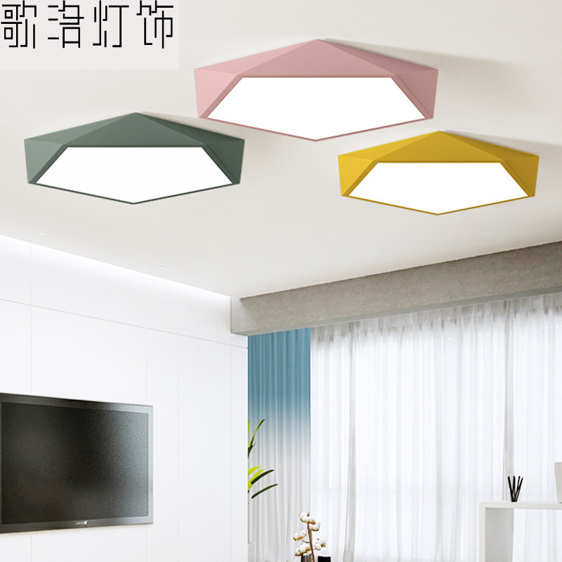 Ultra-thin macaron bedroom lamp Nordic geometric living room lamps modern minimalist dining room children's room LED ceiling lamp
