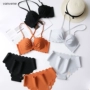 Vanvene nơ lượn sóng bên bikini nửa cốc cô gái đồ lót nữ chéo đẹp trở lại liền mạch áo ngực áo bra 2 dây