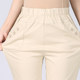 Cotton middle-aged and elderly women's trousers spring and summer elastic high-waist straight elderly white grandma cotton mother's trousers thin section