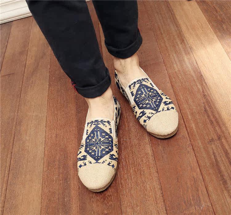 Chinese style men's shoes spring and summer Chinese style canvas shoes men's casual shoes fashion linen shoes Thai style lazy linen shoes